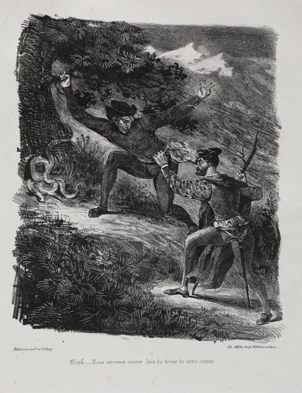 Illustrations for Faust: Faust and Mephistopheles in the Mountains of the Harz by Eugène Delacroix