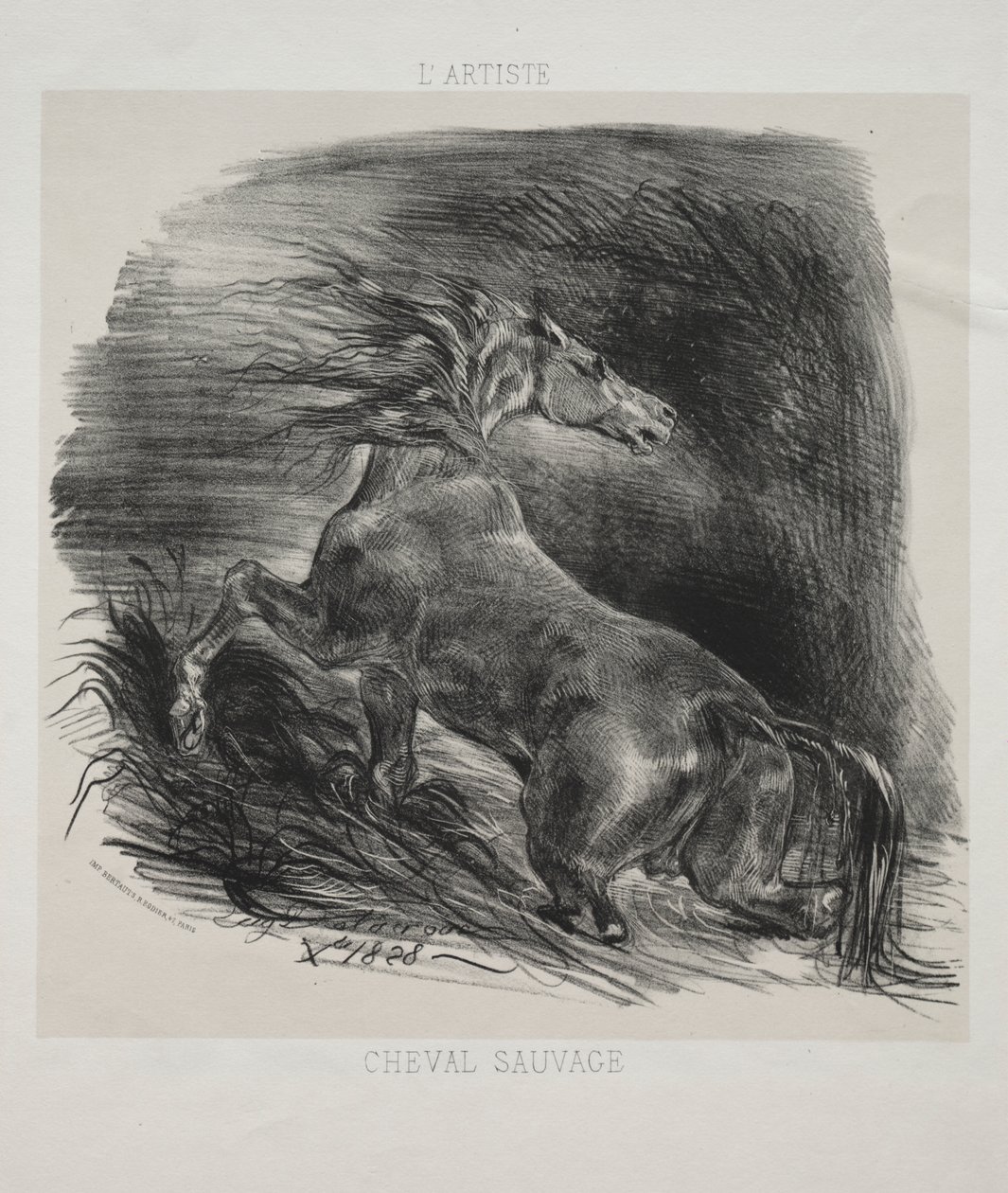 The Wild Horse, or Frightened Horse Leaving the Water by Eugène Delacroix