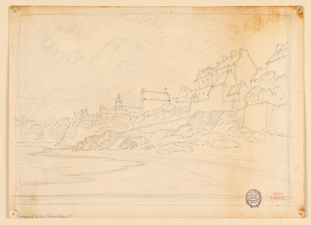 Houses of a Town at the Edge of a Rocky Shore by Eugène Edouard Soulès