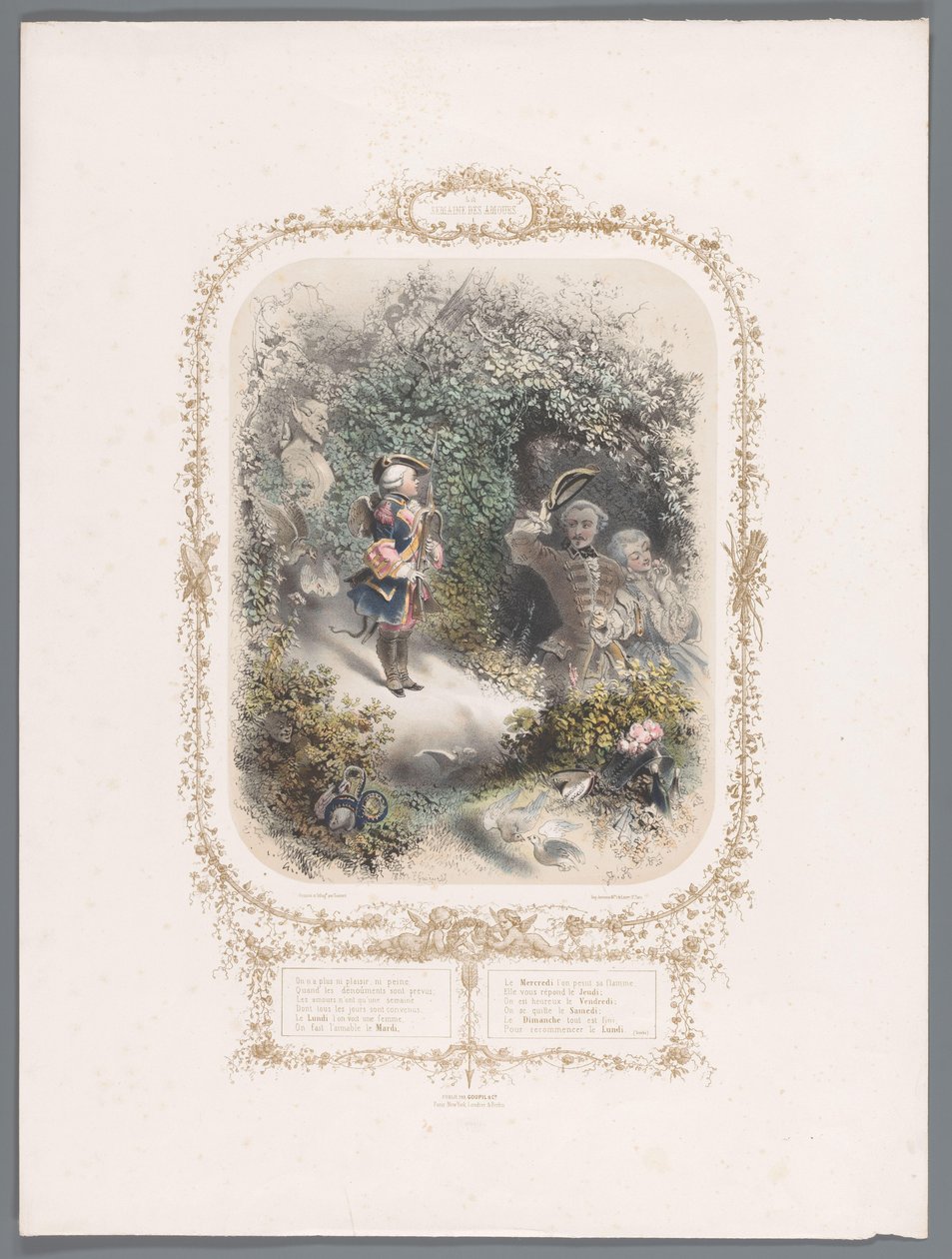Two Lovers Greet Cupid (Week of Love) by Eugène Guérard