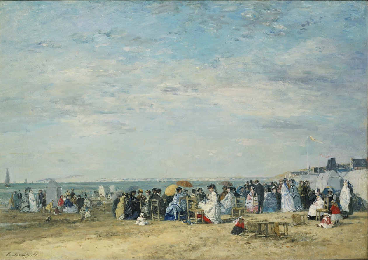 Beach of Trouville by Eugene Louis Boudin