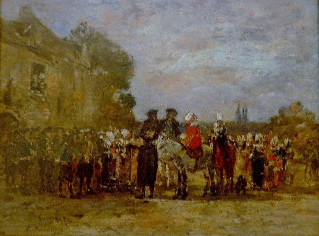 Wedding in Quimper by Eugene Louis Boudin