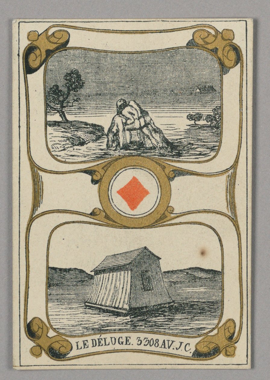 The Flood, Playing Card from Set of "Cartes héroïques" or "Des grands hommes" by Eugène Moreau