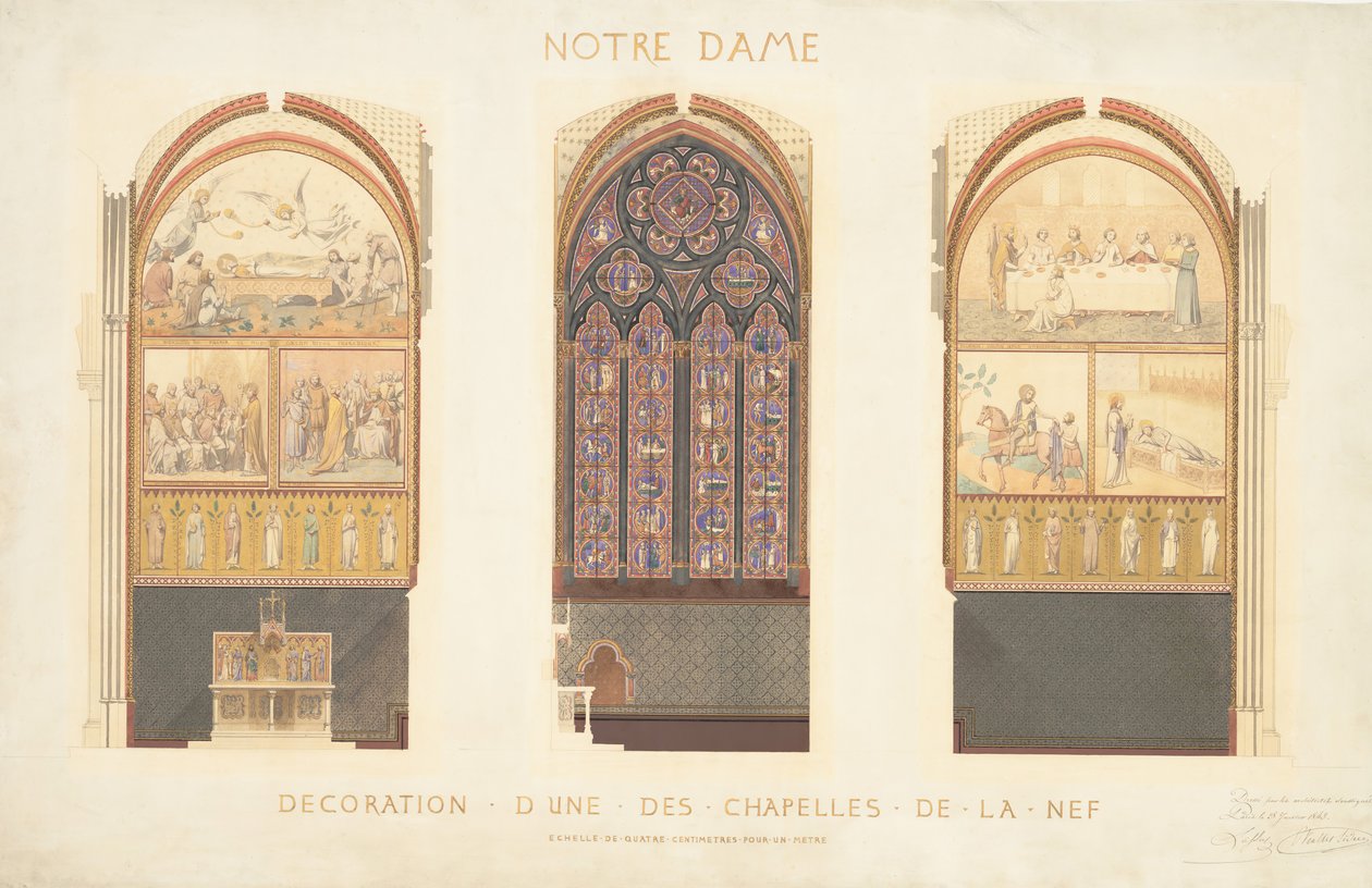 Plan for the Renovation of a Chapel in the Nave of the Cathedral of Notre Dame, Paris by Eugène Viollet le Duc