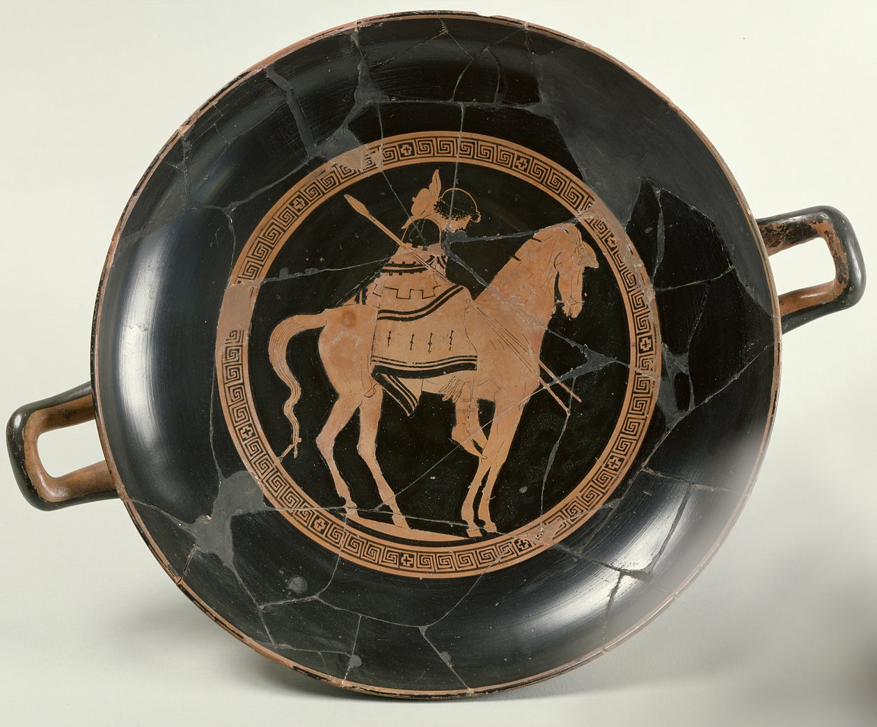 Attic red-figure cup depicting a rider on horseback by Euphronios