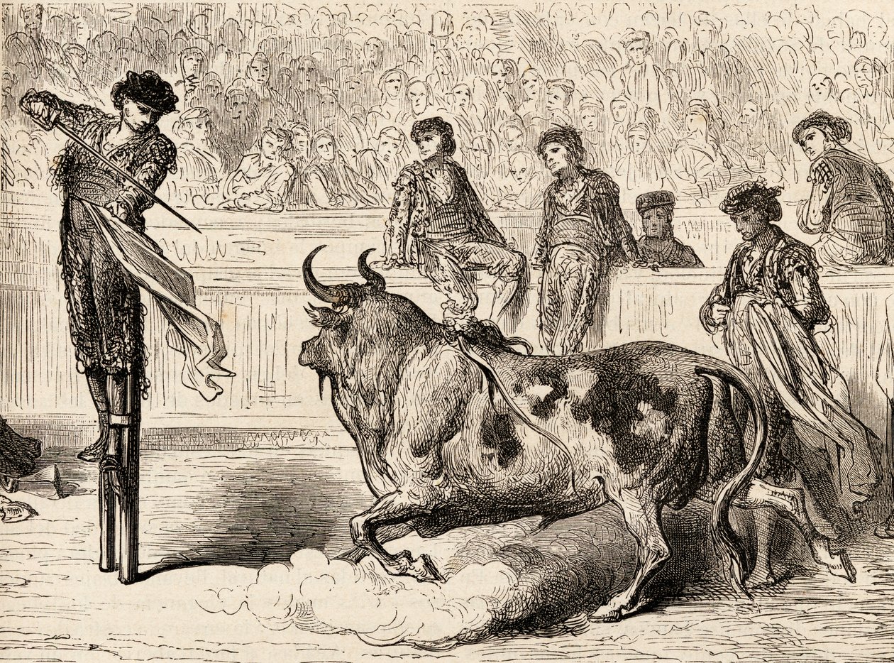 A Bullfighter Stood on Stilts at Seville, Spain, 1878 by European School
