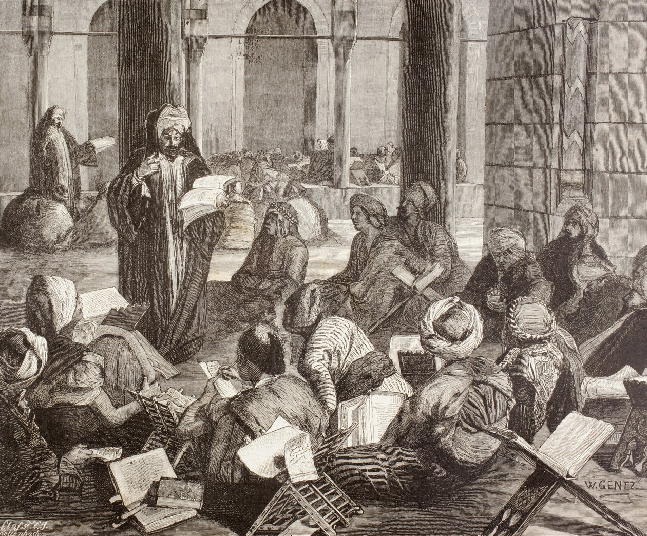 Professor lecturing at the Al-Azhar University, Cairo, in the 19th century, from 