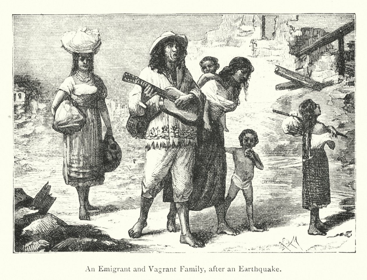 An Emigrant and Vagrant Family, After an Earthquake by European School