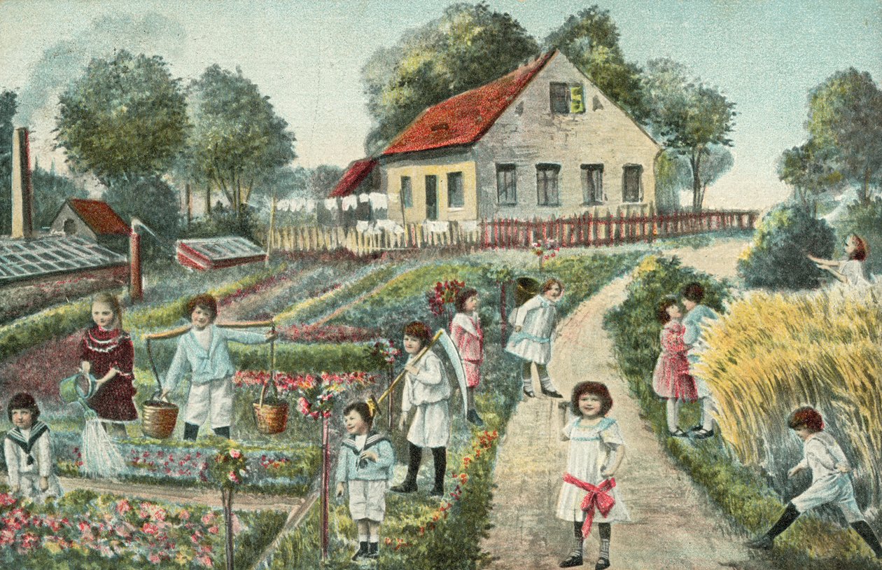 Children in a Garden or Allotment by European School
