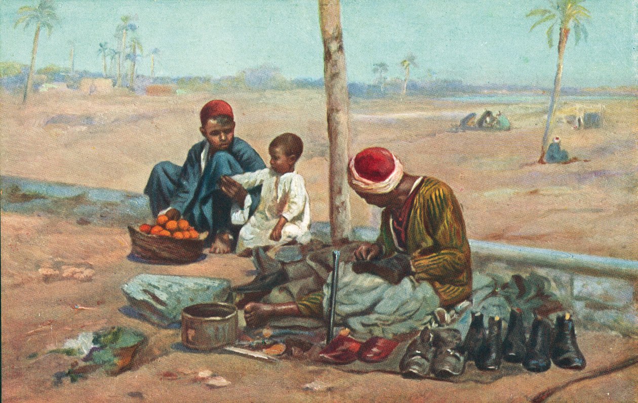 Cobbler and Children, Egypt by European School