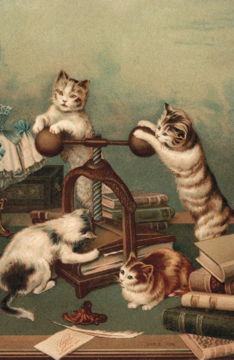 Comic cats, pressing books by European School