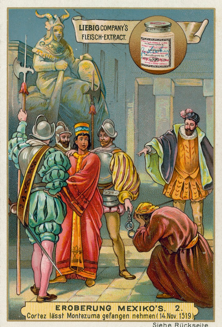 Conquest of Mexico: Cortes Arresting King Montezuma II by European School