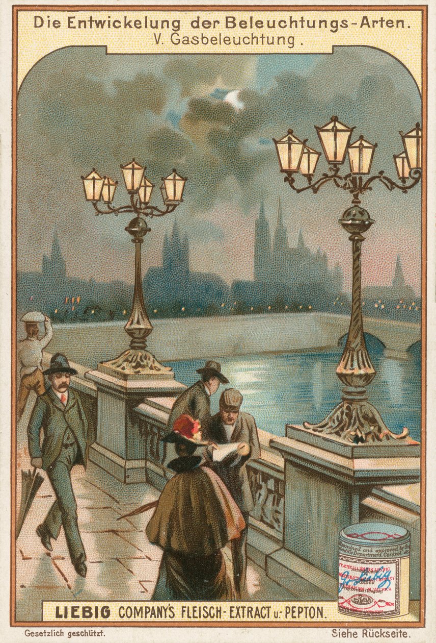 Gas Lights, Liebig Card, Early 20th Century by European School