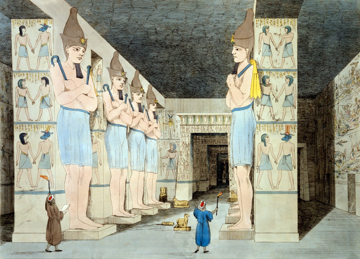 Interior of Rameses Temple at Abu Simbel by European School