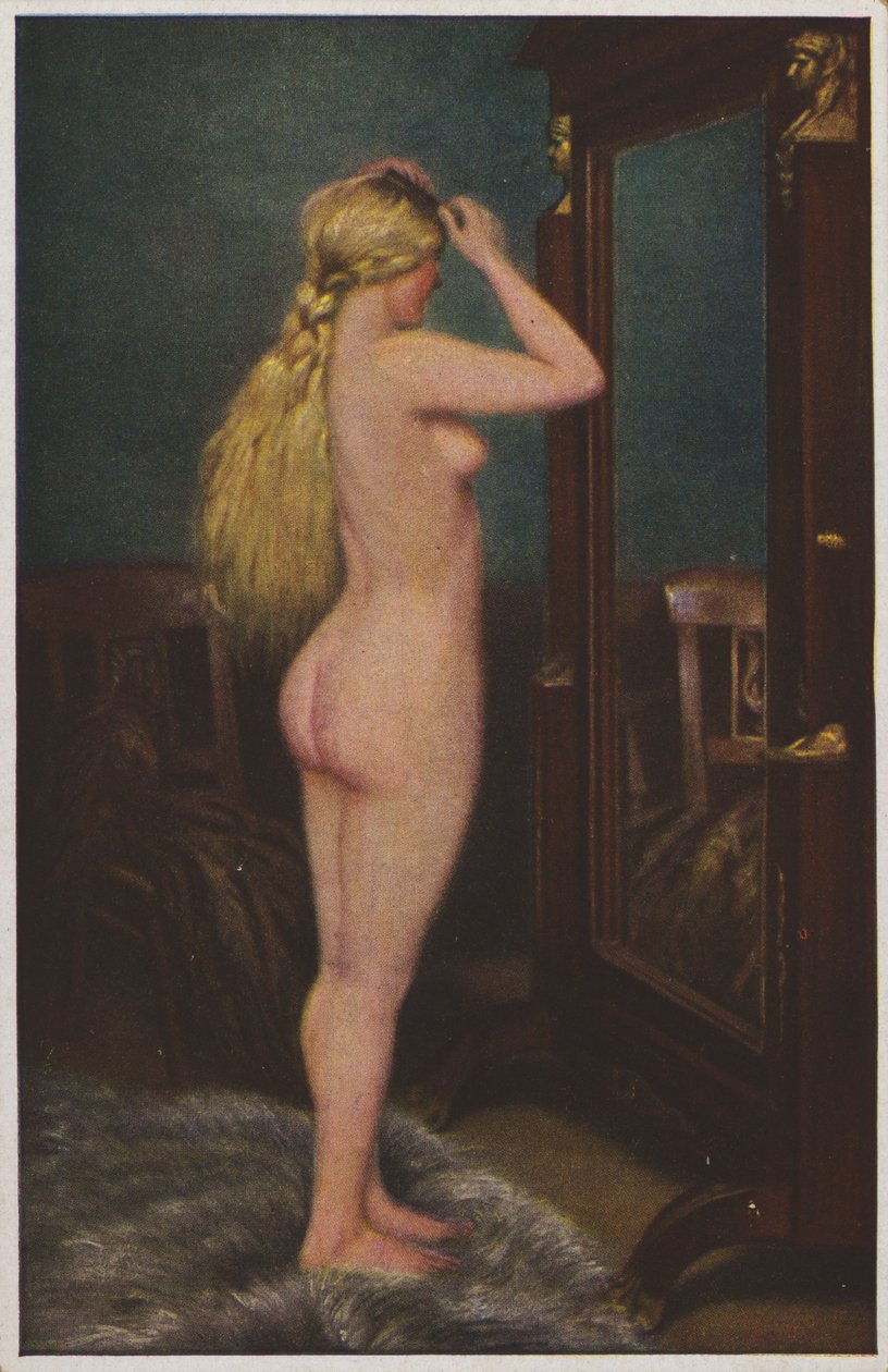 Portrait of a Nude Woman with Long Blonde Hair by European School