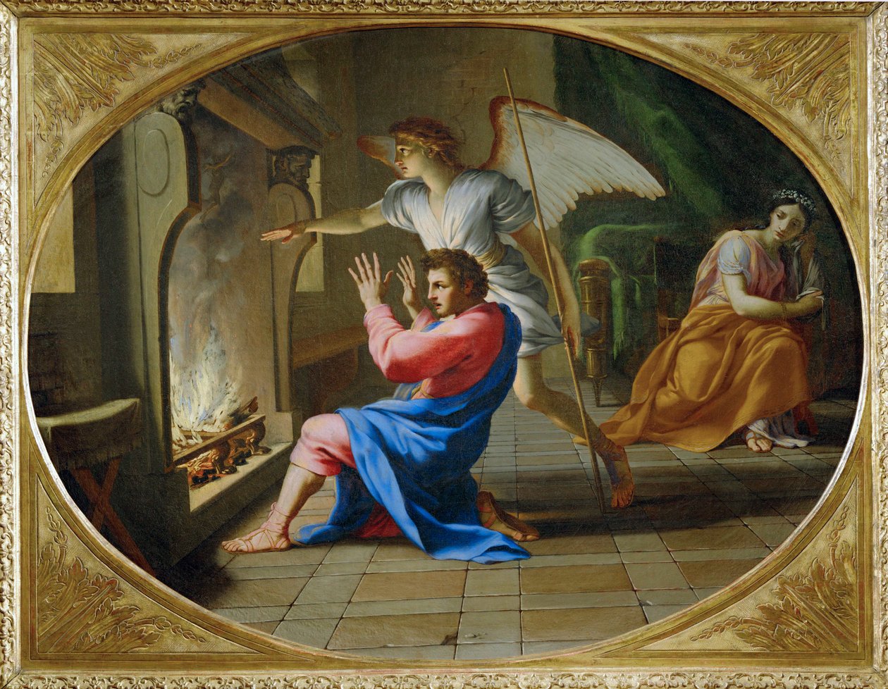 La nuit de noces de Tobie et Sara by Eustache (studio of) Le Sueur