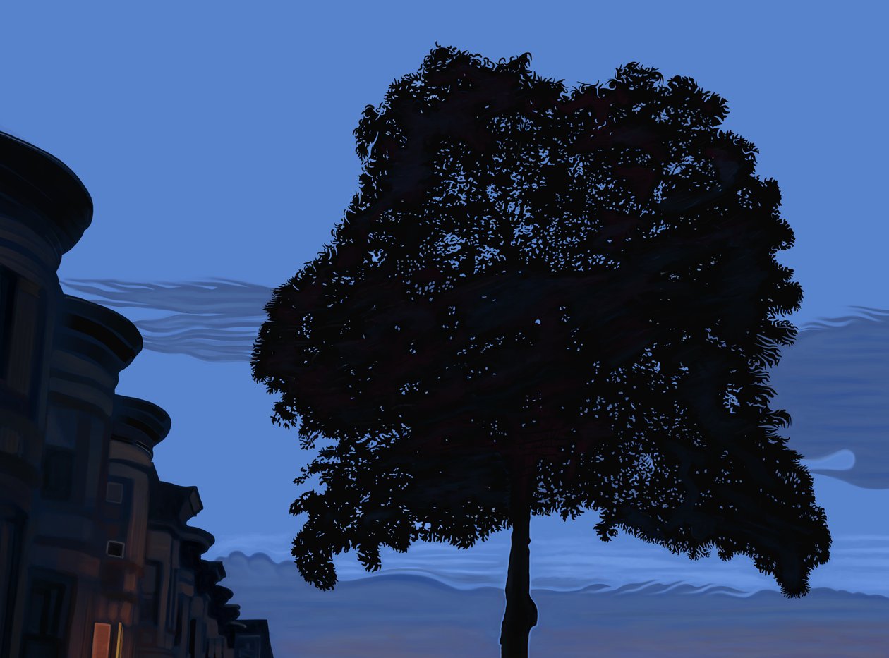 9th Street and Oak Tree At Dawn by Evan Sklar