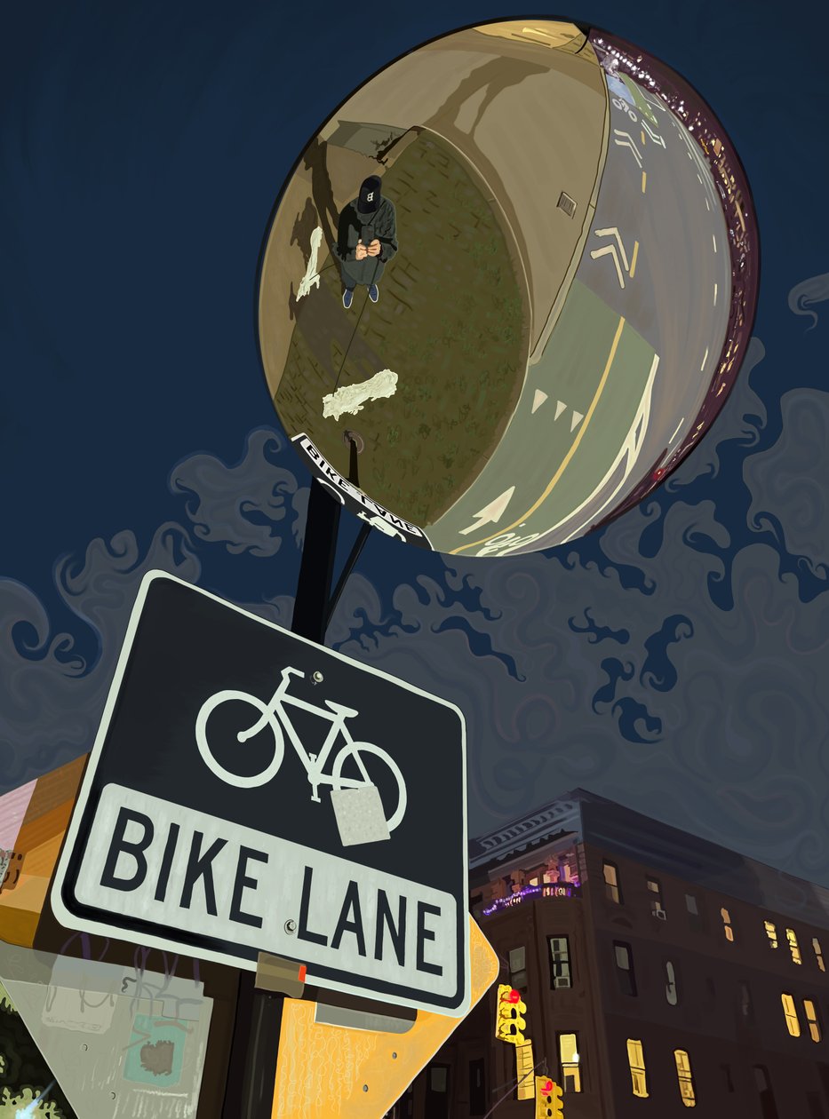 Bike Lane Sign, Prospect Park by Evan Sklar