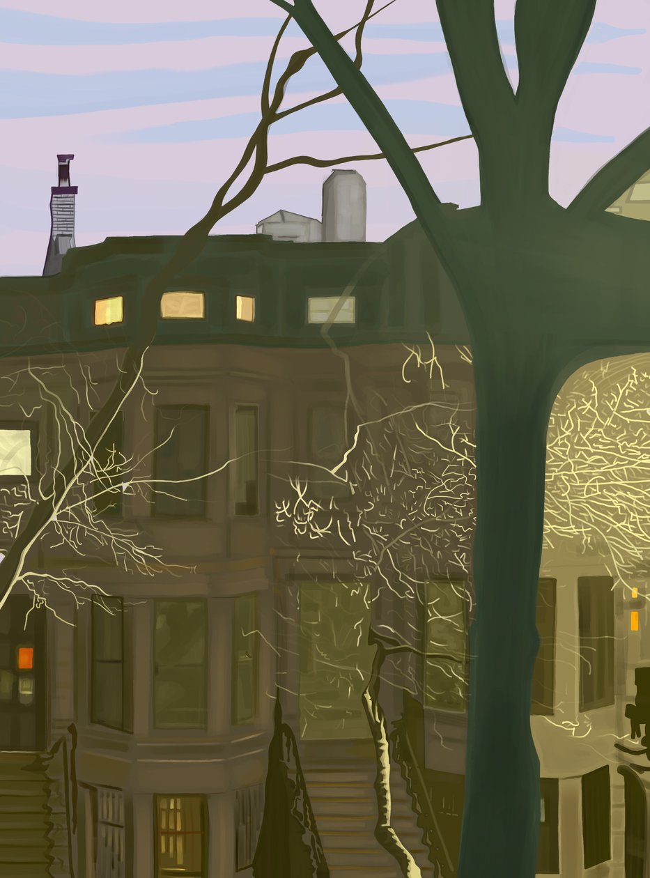 Brownstone At Night by Evan Sklar