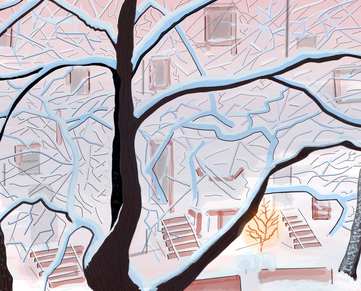 Brownstones In Snow, Brooklyn by Evan Sklar