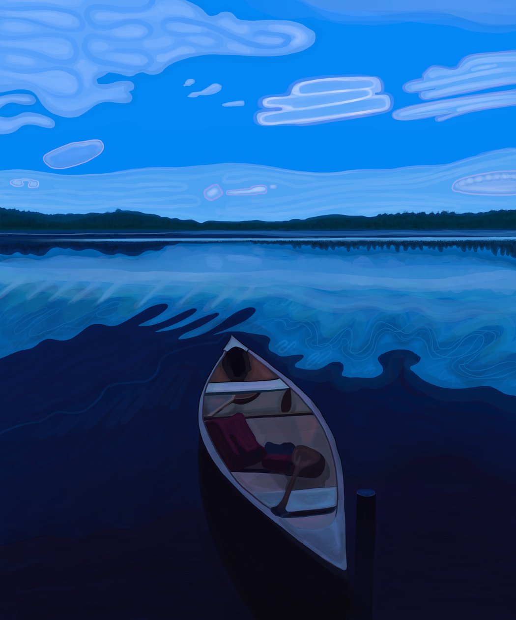 Canoe on Maine Lake at Dusk by Evan Sklar