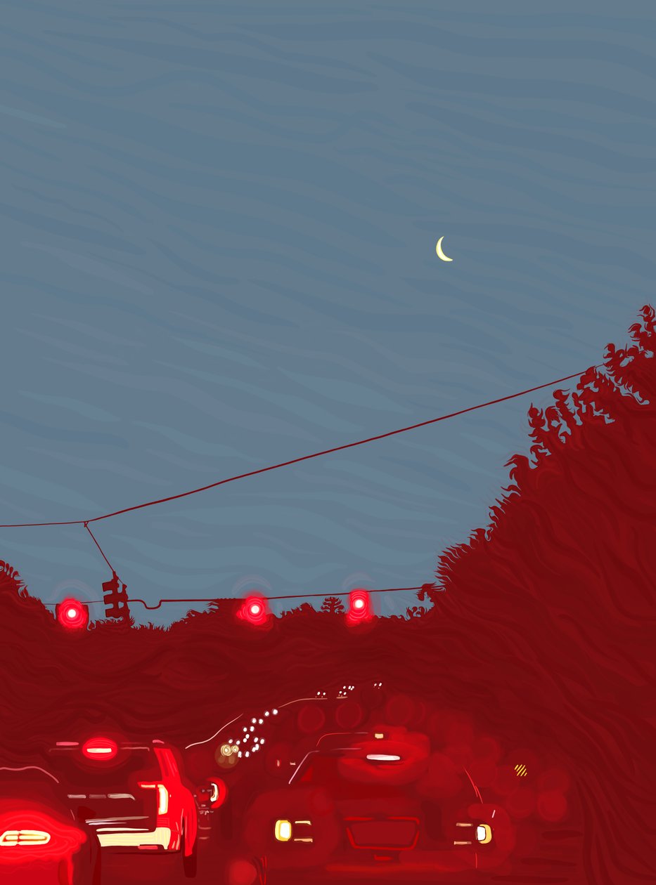 Driving South, Six Fifty-Five A.M., c.2020-24 by Evan Sklar