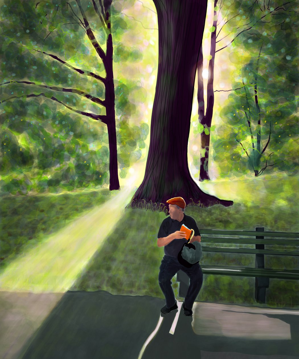 Man Reading In Park, Brooklyn by Evan Sklar