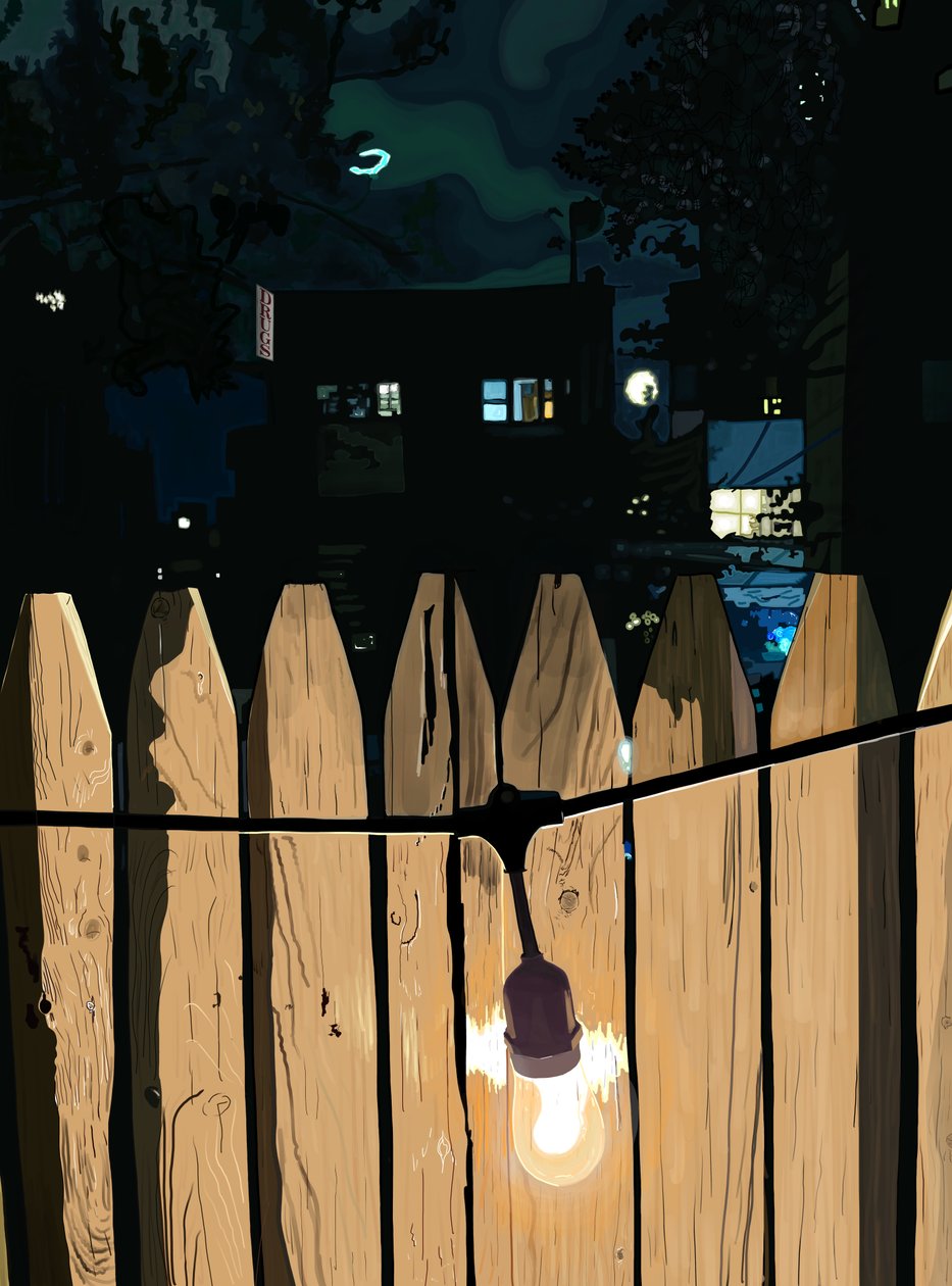 Rooftop Deck at Night by Evan Sklar
