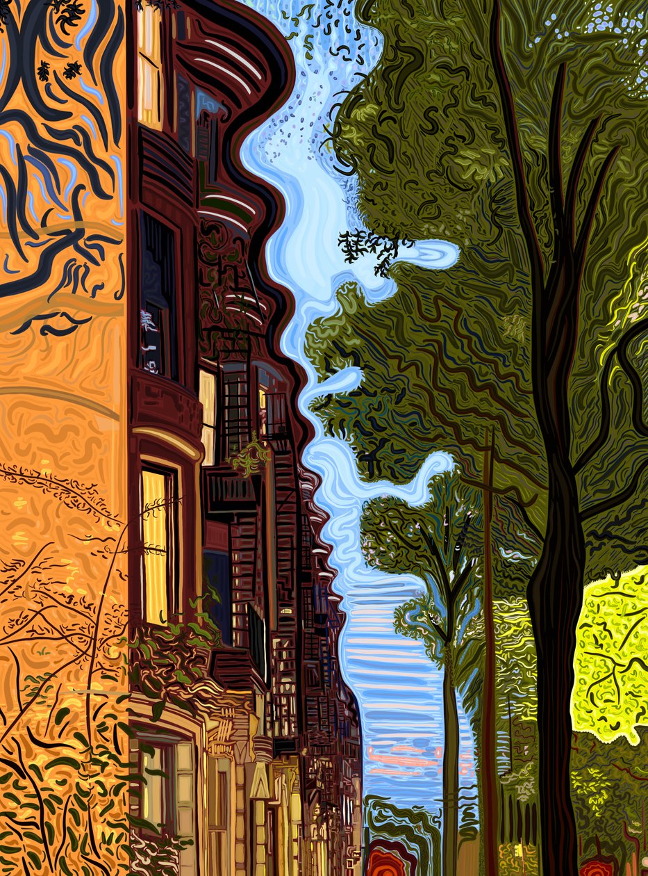 Roof Line and Treeline at Sunset by Evan Sklar