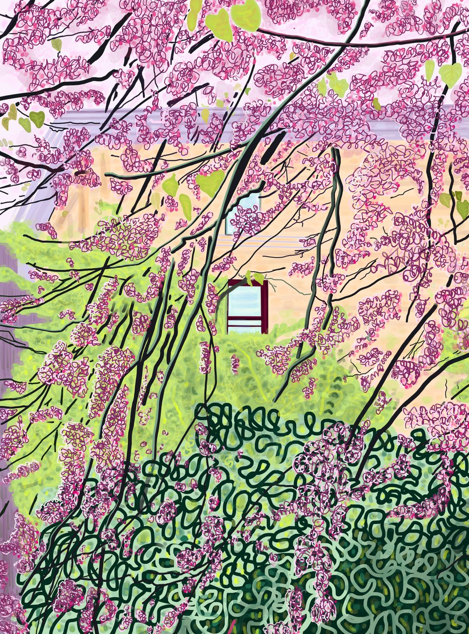 Spring Trees and Apartment Building, Prospect Park by Evan Sklar