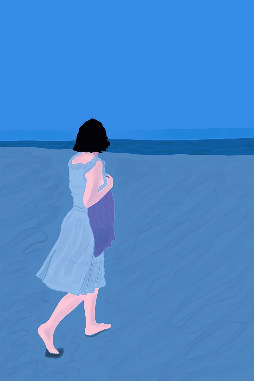 Woman On Fire Island Beach by Evan Sklar