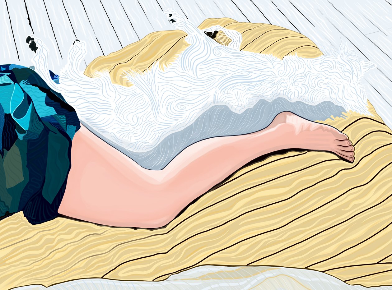Woman and Dog Napping by Evan Sklar