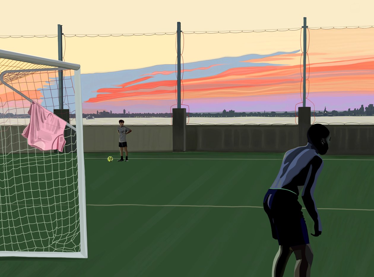 Youth Soccer At Brooklyn Bridge Park by Evan Sklar
