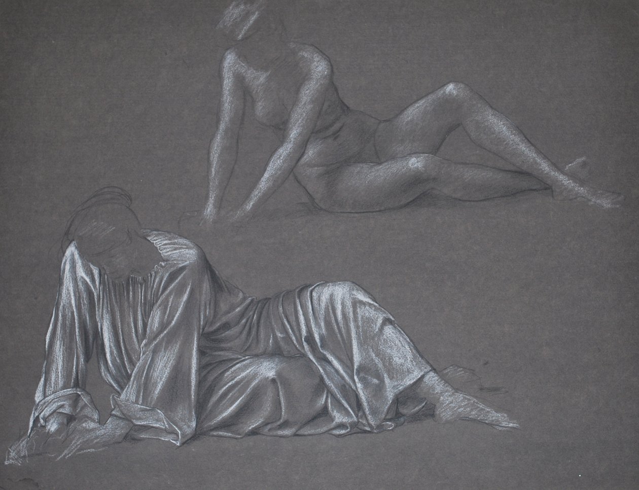 Double Study for Earthbound - Reclining Female Figure, 1897 by Evelyn De Morgan