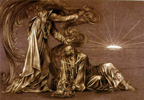 Finished study for Earthbound, c.1897 (chalk) by Evelyn De Morgan