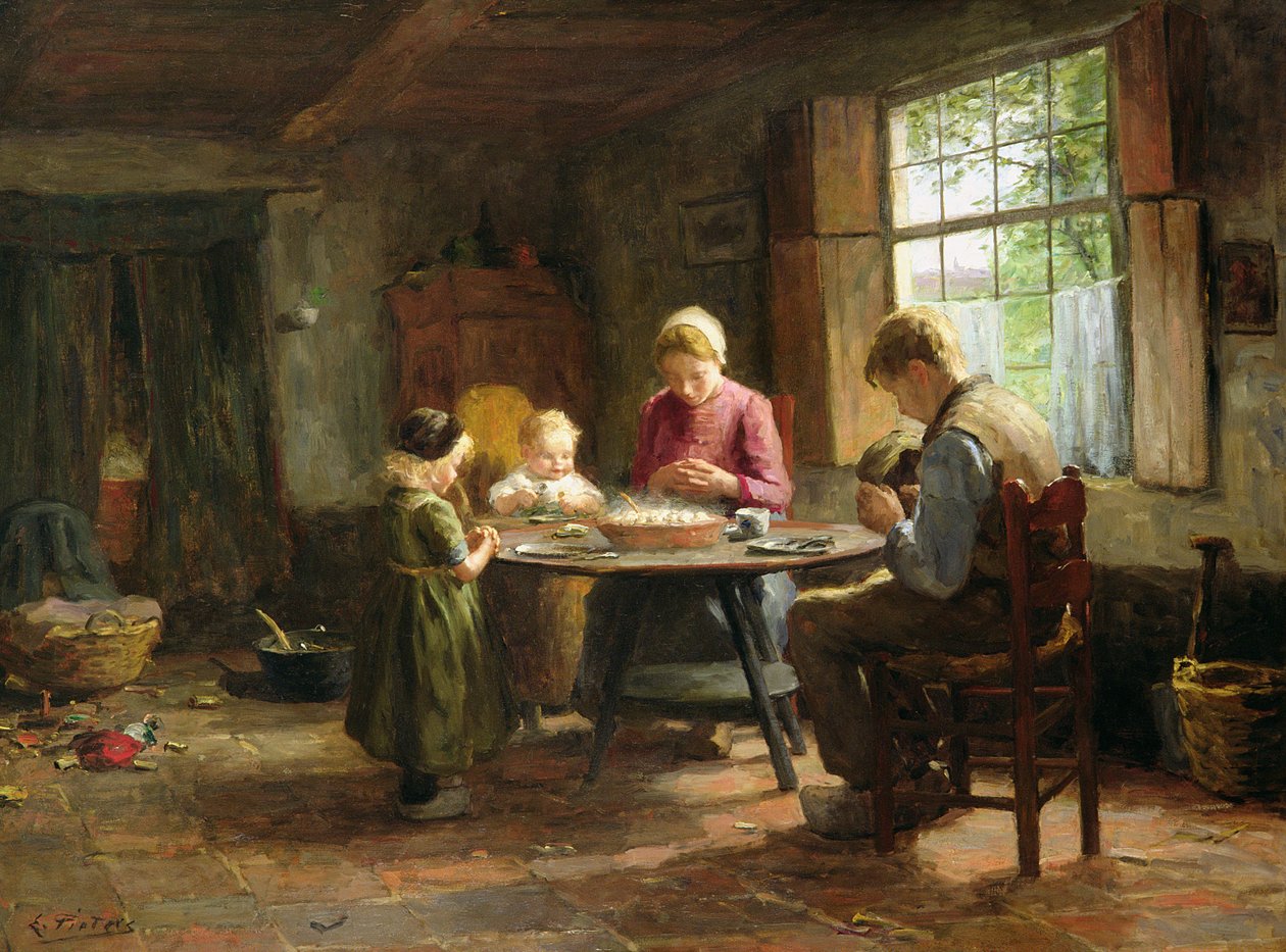 A Dutch Interior - Grace Before the Meal by Evert Pieters