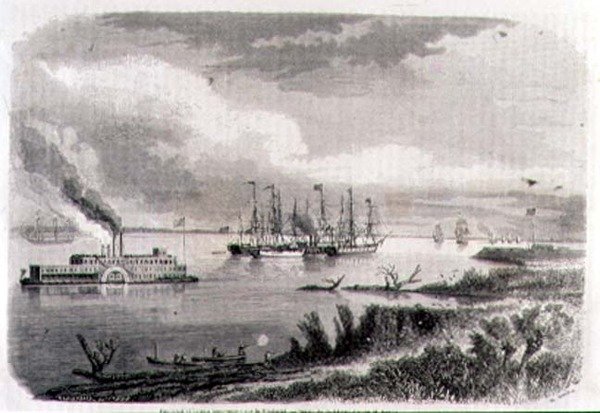 A Steamer and a Tug Boat on the Mississippi, Engraved by Stephane Pannemaker (1847-1930) by Evremond de (after) Berard