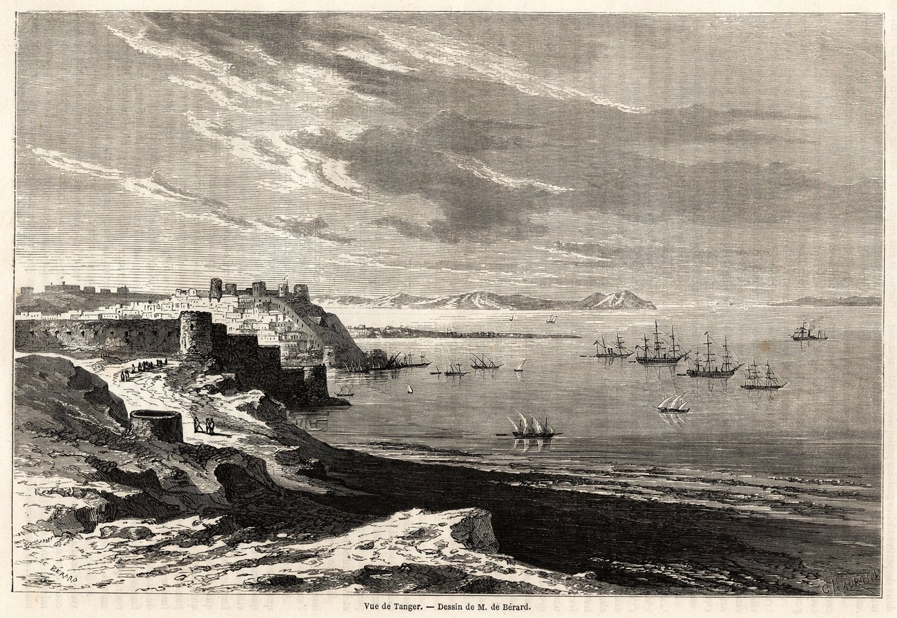 View of Tangier (Morocco), drawing by Evremond de Berard (1824-1881), to illustrate M.F.Schickler