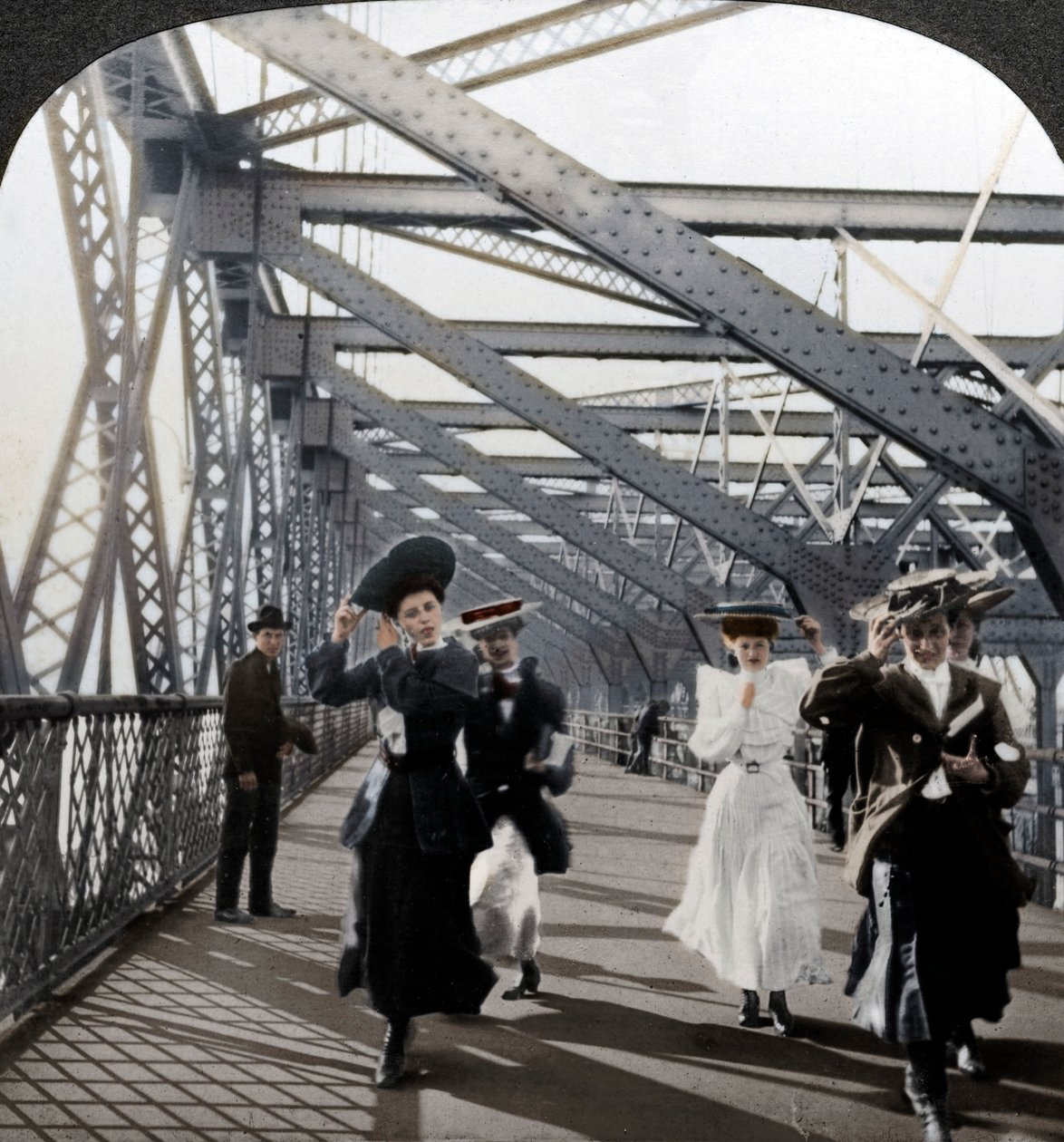 The Promenade, Williamsburg Bridge, New York, USA, c1900s by Excelsior Stereoscopic Tours