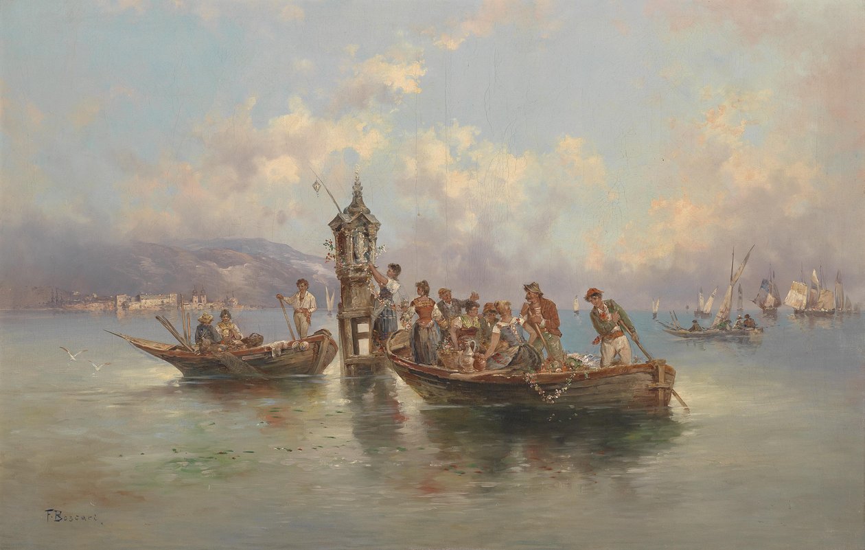 Festive Society in Fishing Boats by F. Boscari