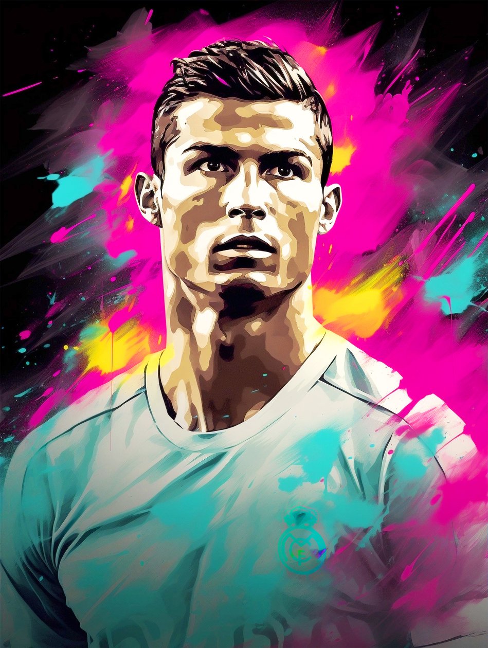 Abstract acrylic painting, Cristiano Ronaldo on canvas by F. Abderrahim