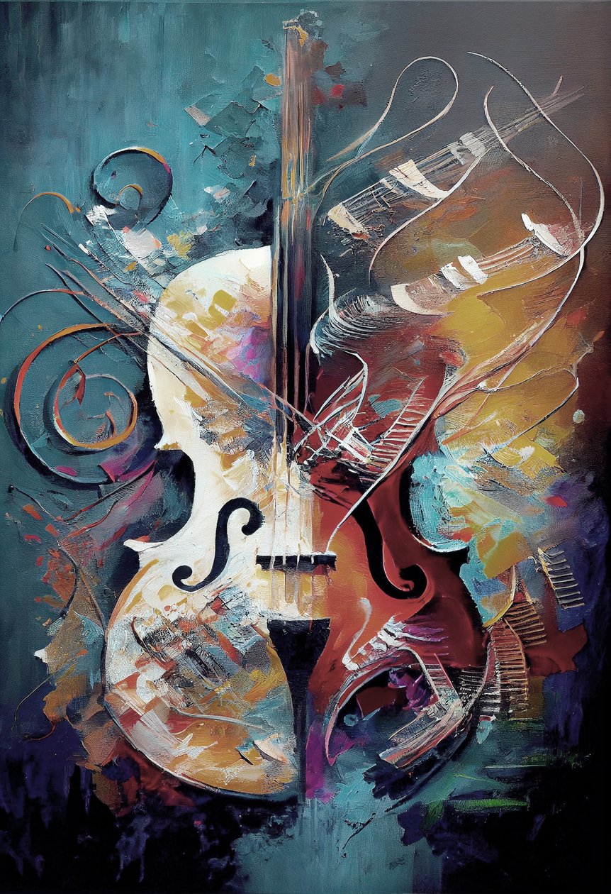 Classic Violin Painting by F. Abderrahim