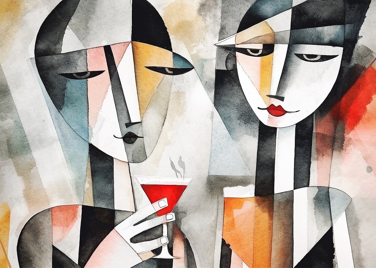 Couple drink wine in restaurant by F. Abderrahim