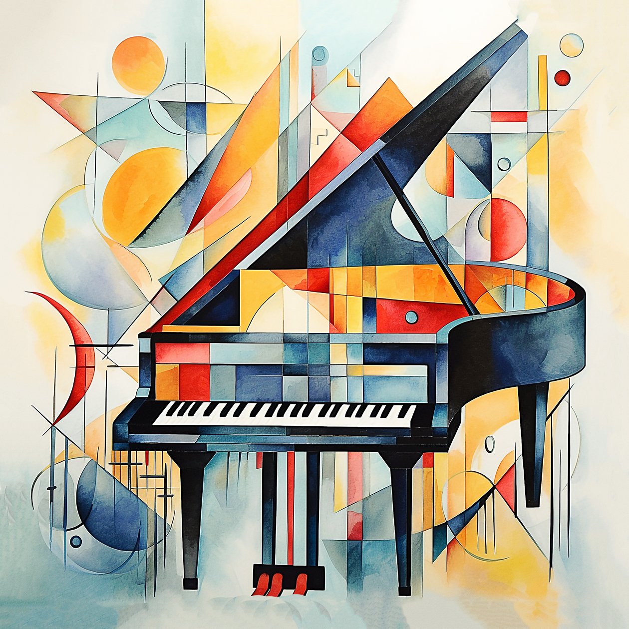 Kandinsky Abstract Style, Abstract Piano Keys, Hall & Living Room Wall Decoration by F. Abderrahim