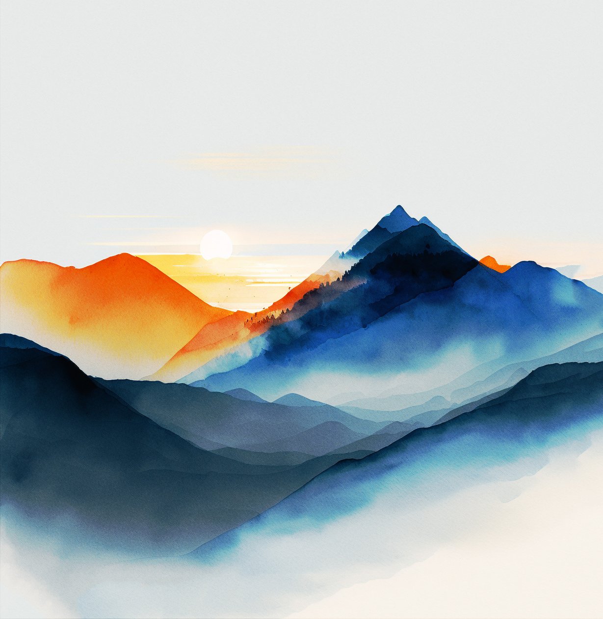 Shades of Serene Blue Mountains by F. Abderrahim
