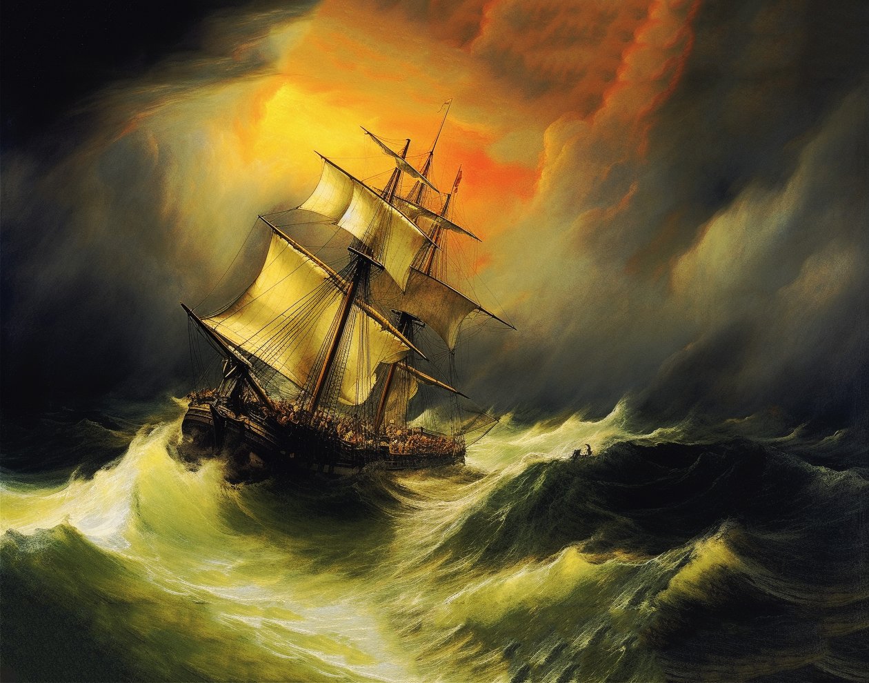 Ship in a Storm at Sea by F. Abderrahim