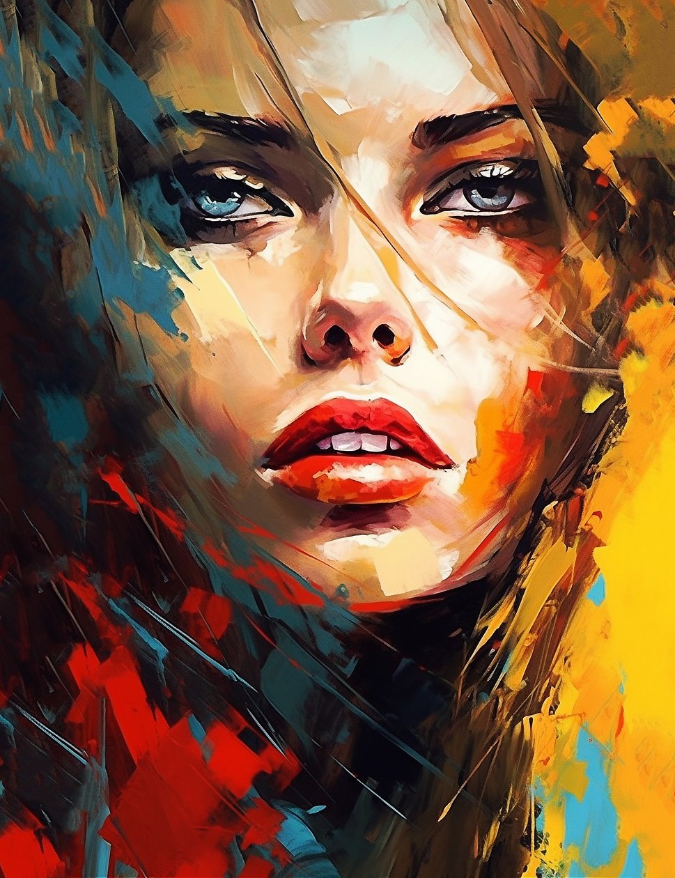 Woman Portrait Impressionist Oil Painting by F. Abderrahim