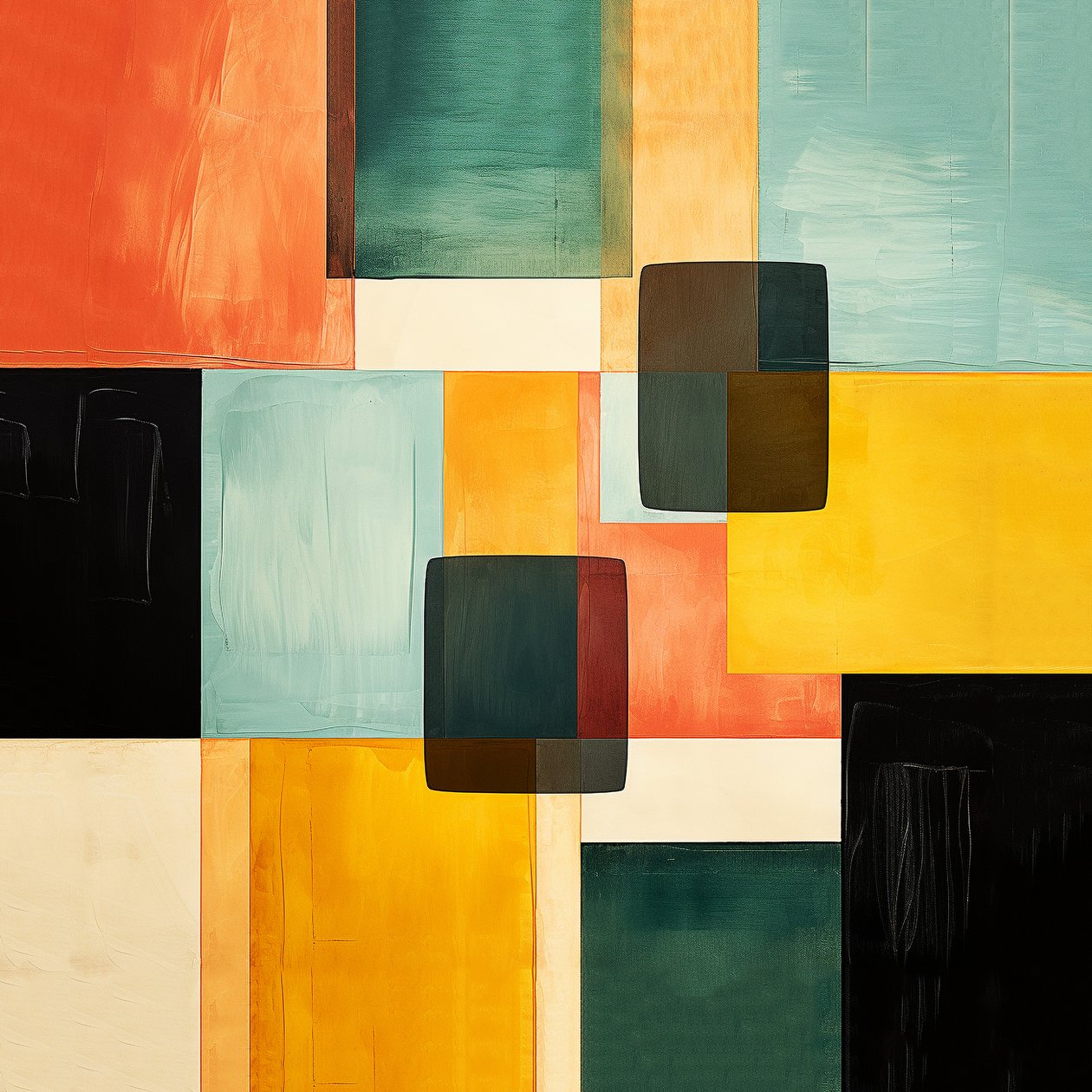 Abstract Square Compositions Painting Pattern Design, Wall Art by F. Abderrahim