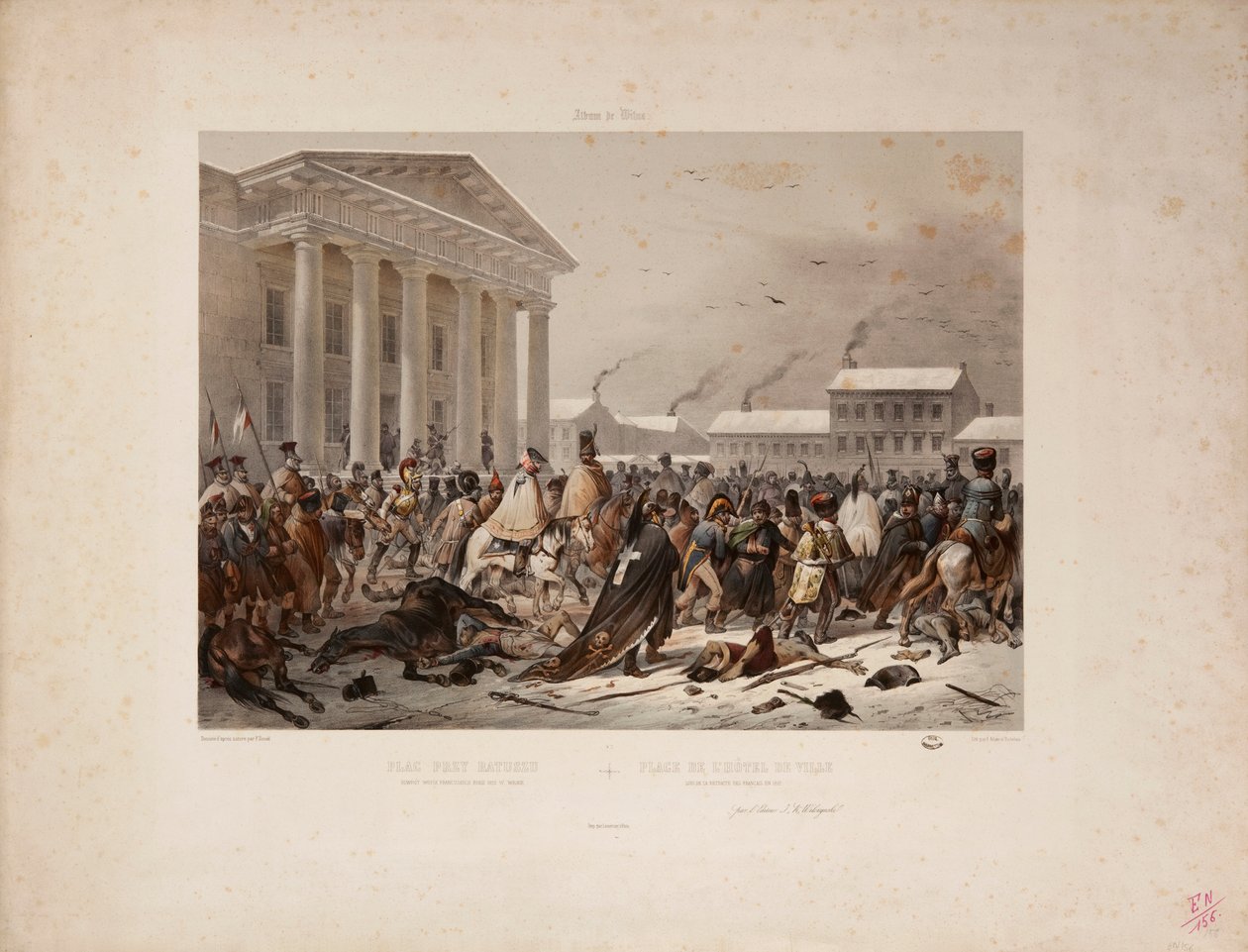 Retreating French army in the Town Hall Square of Vilna, engraved by Victor Adam and Louis Pierre Alphonse Bichebois, 1812 by F. Daniel