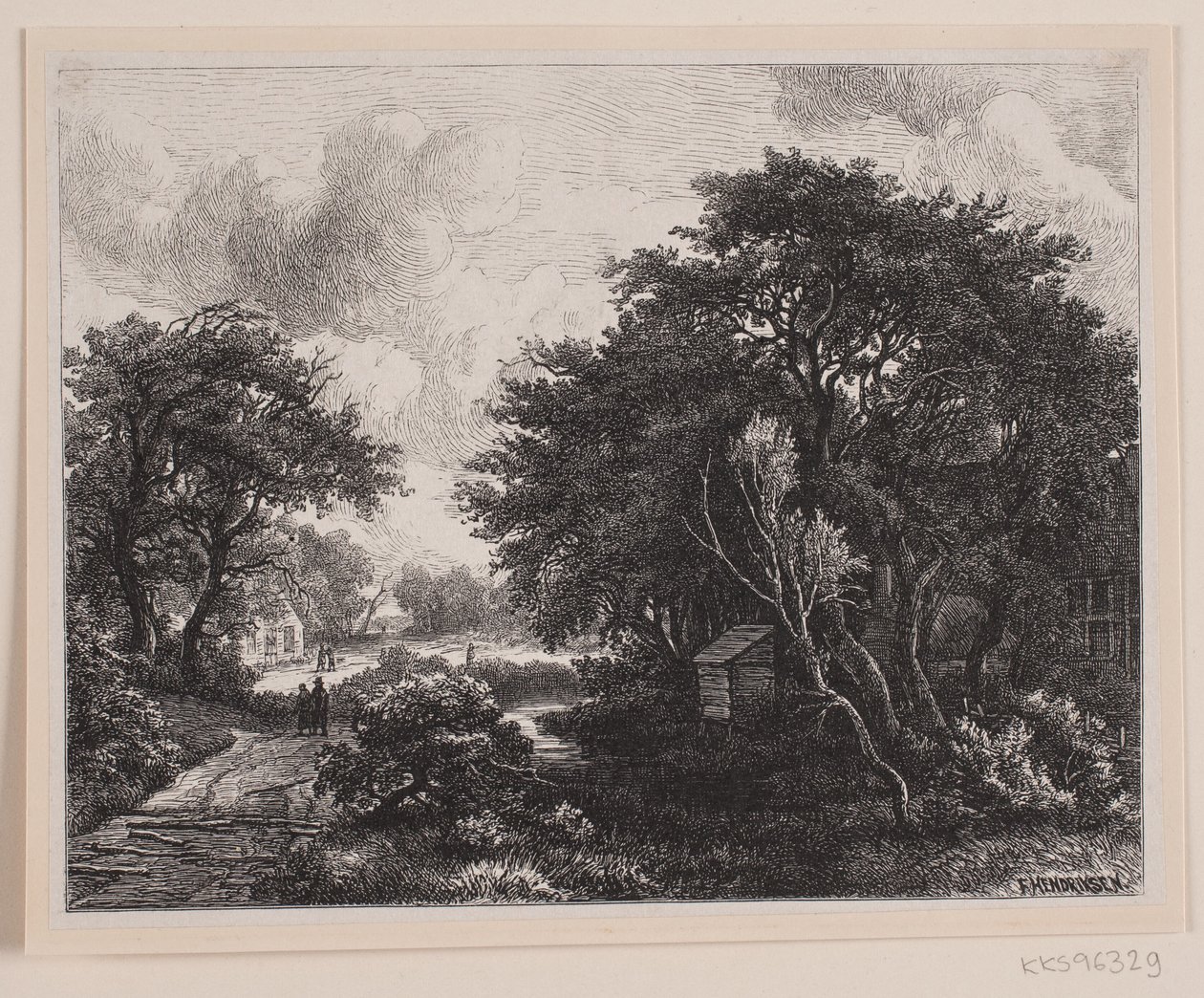 View Down a Road Running Through a Town by F. Hendriksen